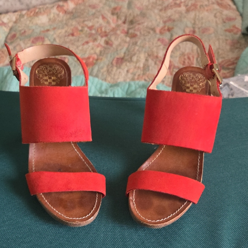 Vince Camuto Bold Orange Suede Sandals